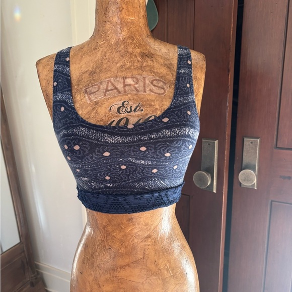 Women's Navy Patterned Bralette - Picture 1 of 4